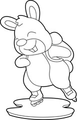 Rabbit Inline skating Inline skates Sports Animal Vetor Graphic Art Illustratin