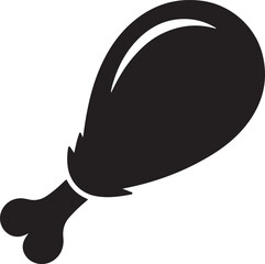 Thanksgiving Chicken Drumstick Silhouette Vector Black on White