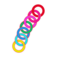 Colorful Interlocking Neon Rings on White Background