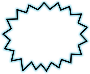  Glowing Spiked Starburst Frame with Neon Outline on White Background