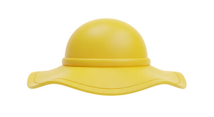 Stylish Summer Hat in Vibrant Yellow 3D Rendering Isolated