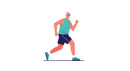 Fototapeta premium An elderly man in athletic wear is jogging in place while maintaining a steady pace and healthy posture.