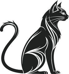 Black Cat Silhouette Logo Icon on White Background, Minimalist Feline Symbol, Pet Illustration, Halloween Cat Graphic, Animal Design Template for Branding, Sticker, Print, and Digital Use