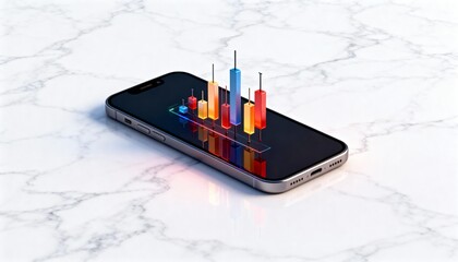 Market analysis data visualization on smartphone digital environment graphic design close-up view modern concept