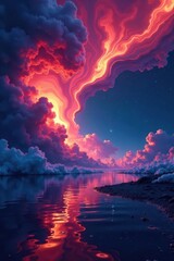 Naklejka premium Swirling colors, distorted forms reflect climate anxiety , emotional, devastation, water