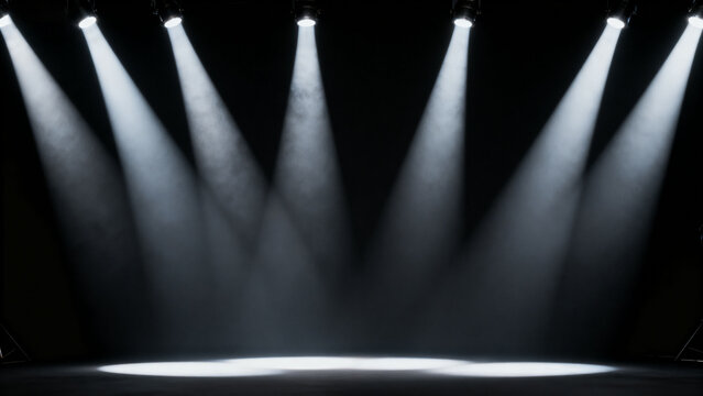 Spotlights shining on dark stage