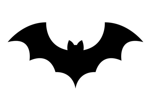 Bat icon. Halloween vector black bat illustration