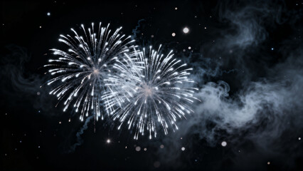 Fototapeta premium Fireworks bursting in night sky