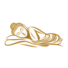 Golden reclining buddha statue isolated on transparent background