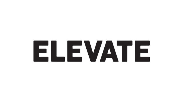 Elevate text in bold sans-serif font simple word design for motivational posters and business branding isolated on white background
