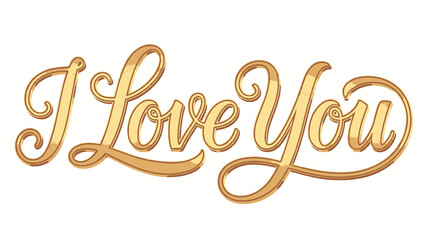 Express heartfelt affection with elegant golden 'I Love You' calligraphy, perfect for romantic gestures and special occasions.