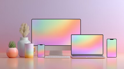 Premium branding mockup of desktop, laptop, tablet, and mobile