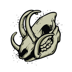 Wild Boar Skull Cartoon Vector Illustration