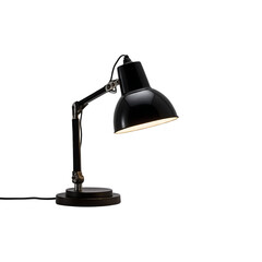 Black desk lamp isolated on transparent background for home or office