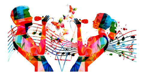 Vector illustration for live performance and concert events. Music festival, karaoke, talent show poster