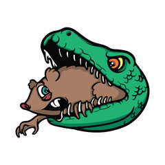 Snake Eating Rat Cartoon Vector Illustration
