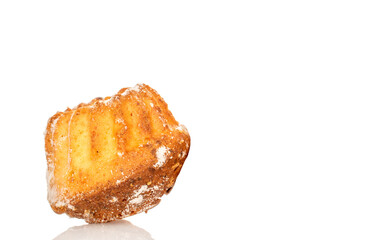 Sweet homemade cupcakes isolated on white background, close-up.