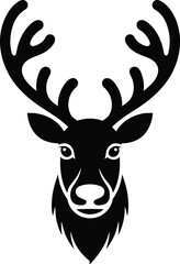 Naklejka premium Black deer head with antlers stag silhouette