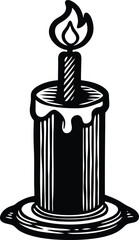 Bone Candle Icon on White Background, Creepy Halloween Decoration Symbol, Spooky Skull Bone Wax Candle Vector, Gothic Horror Element, Scary Holiday Illustration for Print, Logo, Sticker, and Digital D