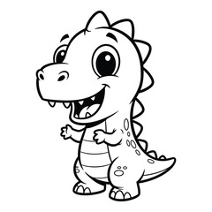 Adorable baby dinosaur cartoon outline coloring page fun for kids silhouette