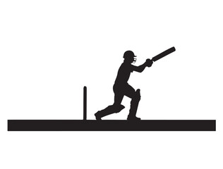 Naklejka premium Cricket game, basketball game batsmen in silhouette