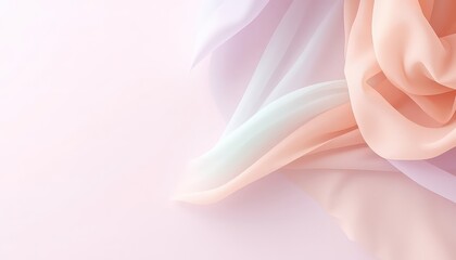Delicate fabric draped with ethereal grace creates a soft, gentle gradient in pastel hues, conveying serenity and a feeling of airy lightness