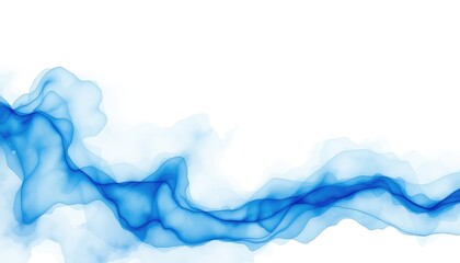 Abstract flowing shape in shades of blue on a clean white background showcasing fluidity, movement, and ethereal beauty for creative designs