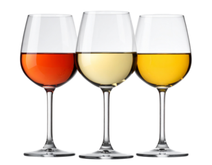  Elegant wine glasses trio isolated on transparent background