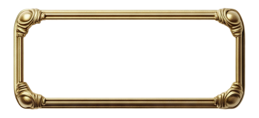 Ornate golden frame, isolated on transparent cutout background