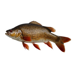A beautiful common rudd fish isolated on transparent background