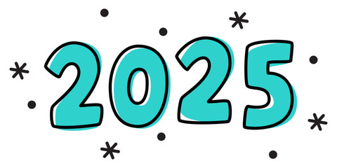 New Year 2025 with snowflakes