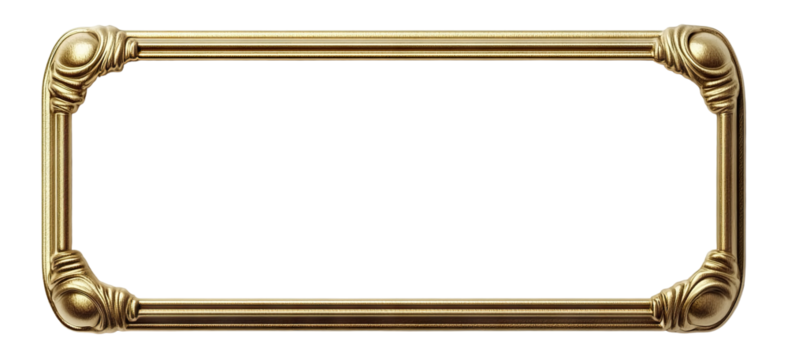 Ornate golden frame, isolated on transparent cutout background