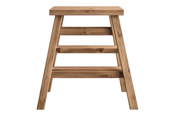 Rustic wooden step stool ladder furniture home decor interior design woodwork carpentry image stock photography isolated on transparent background