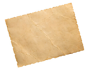 Aged, textured paper with a torn and scalloped edge, isolated on a transparent background
