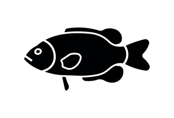 Rock Bass Silhouette - Freshwater Fish Icon for Fishing, Wildlife, and Aquatic Design