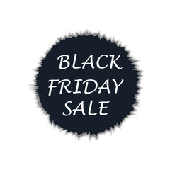 Black Stylized Black Friday Sale badge with rough edges and elegant font white background, highlighting seasonal discounts and offers. Day sale badge on white background