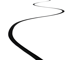 A winding black line on a transparent background, isolated on transparent background