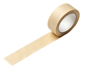 Roll of beige masking tape, isolated on transparent background