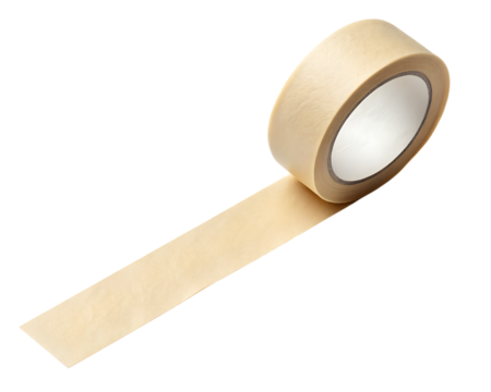 Roll of beige masking tape, isolated on transparent background