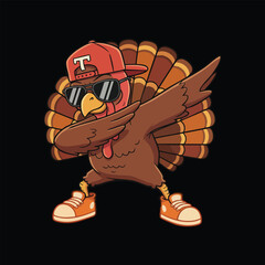 Thanksgiving dubbing turkey illustration style black background