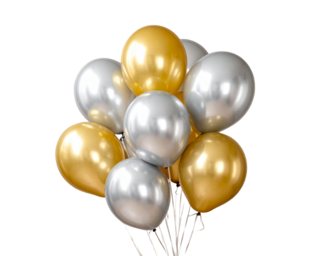 Festive gold and silver balloons for events