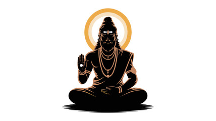 Serene Hindu sage meditating with divine aura, radiating peace and spiritual wisdom for cultural and religious themes
