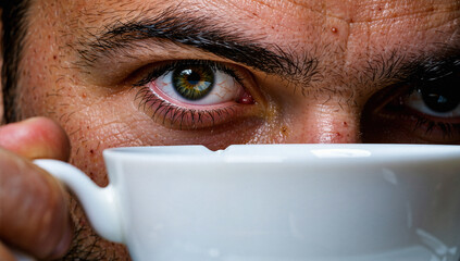 Close-up of Eye and Coffee Cup