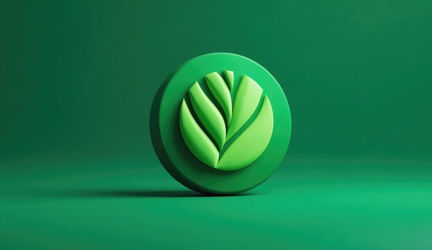 Abstract green leaf emblem on green background for nature concept - Powered by Adobe