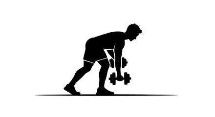 Fototapeta premium Dedicated athlete performing dumbbell rows for powerful back and bicep muscle building
