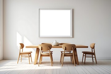 Fototapeta premium Modern classic cafe interior with furniture and empty banner on wall. Style and design concept. 3D Rendering 