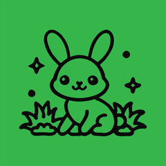 Easter bunny with green grass AI Generated