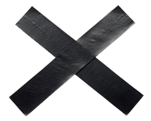 Two black strips forming an x shape, isolated on transparent background