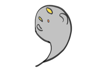 シンプルなオバケのイラスト・はて？