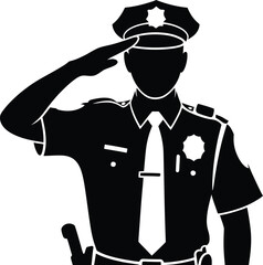 Police officer saluting vector silhouette uniform